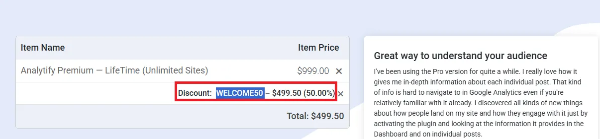 Analytify 50% off coupon code